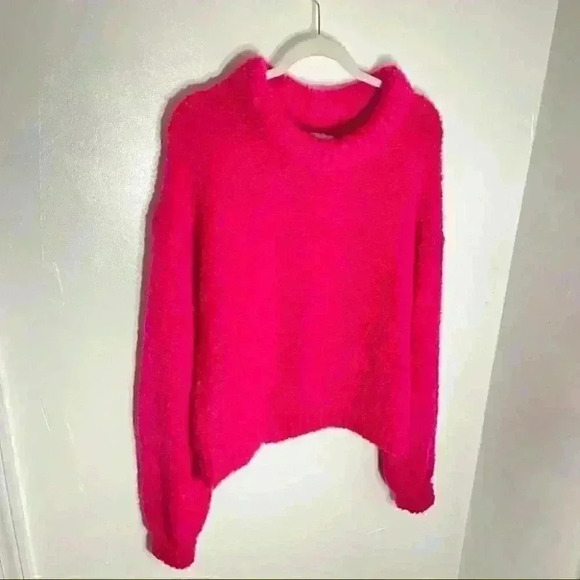 NWT Something Navy Miranda Roll-Neck Wool Mohair Blend Sweater Fuchsia Size M - Picture 3 of 9